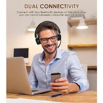 Wireless Headset with Noise Cancelling Microphone for All