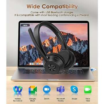 Wireless Headset with Noise Cancelling Microphone for All