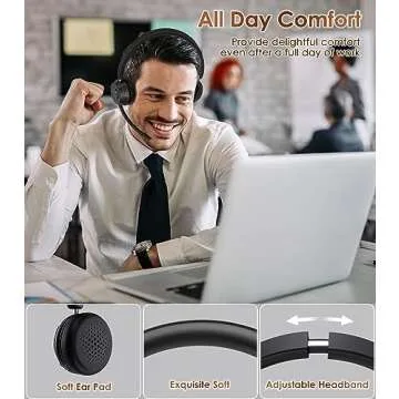 Wireless Headset with Noise Cancelling Microphone for All