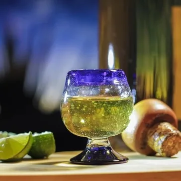 Elegant Hand Blown Mexican Tequila Shot Glasses Set of 4