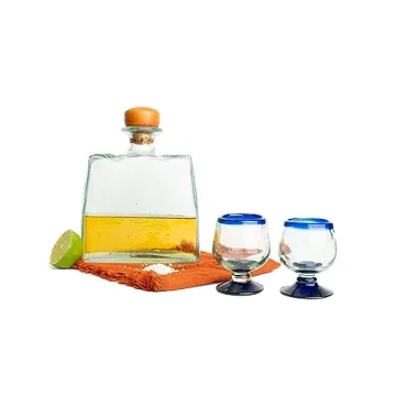 Elegant Hand Blown Mexican Tequila Shot Glasses Set of 4