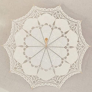 SQOIKOS Ivory Lace Parasol Umbrella for Weddings & Decor