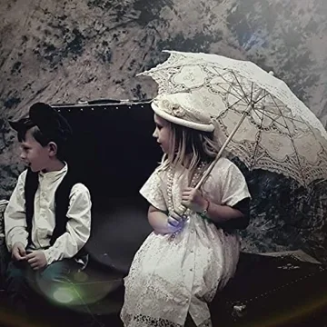 SQOIKOS Ivory Lace Parasol Umbrella for Weddings & Decor