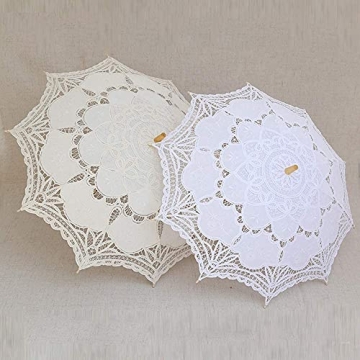 SQOIKOS Ivory Lace Parasol Umbrella for Weddings & Decor
