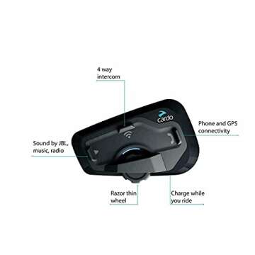 Cardo FRC4P101 - FREECOM 4 Plus Motorcycle 4-Way Bluetooth Communication System Headset - Black, Dual 2 Pack