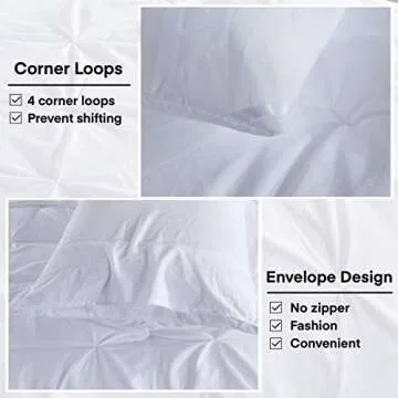 Andency White Queen Comforter Set(90x90Inch), 3 Pieces Cute Pinch Pleat Bedding Comforters & Sets for Queen Bed, Soft Lightweight Fluffy Down Alternative All Season Bed Set