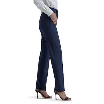 Lee Womens Ultra Lux Comfort Any Wear Straight Leg Pants, Emperor Navy, 14 US
