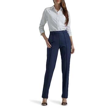 Lee Womens Ultra Lux Comfort Any Wear Straight Leg Pants, Emperor Navy, 14 US