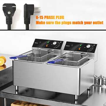 TOPKITCH Deep fryer Commercial Deep Fryer 12L x 2/25.4QT Dual Tank Electric Deep Fryers with Basket ...