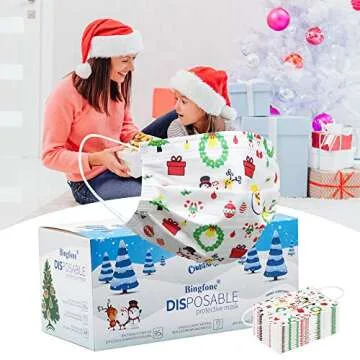 KIMARS Kids Face Masks 50 Pack for Christmas - Safe & Fun