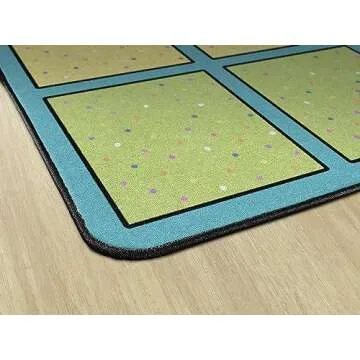 Flagship Carpets Happy Squares Educational Area Rug for Kids Room Seating Décor, Children's Classroom, Play Carpet for Teaching and Playroom, Seats 24, 7'6"x12', Blue & Multi Color