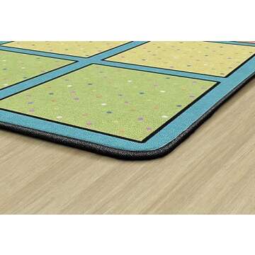 Flagship Carpets Happy Squares Educational Area Rug for Kids Room Seating Décor, Children's Classroom, Play Carpet for Teaching and Playroom, Seats 24, 7'6"x12', Blue & Multi Color