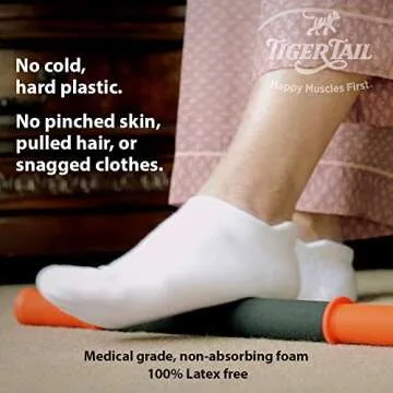 Tiger Tail 18in Massage Stick Portable Roller, Handheld, Deep Tissue Foam Roller, Body Massage and Myofascial Release Tool for Legs, Neck, Calves, Thighs, Shins & Back, The Original 18, Made in USA