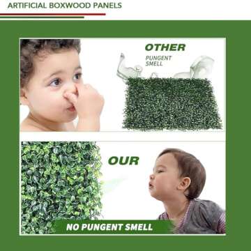 Gilaree 12 PCS 20x20inch No Pungent Smell Artificial Boxwood Panels,Outdoor Topiary Hedge Plant,UV P...