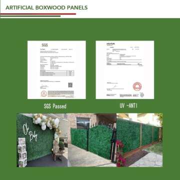 Gilaree 12 PCS 20x20inch No Pungent Smell Artificial Boxwood Panels,Outdoor Topiary Hedge Plant,UV Protected Privacy Screen,Garden Fence Backyard Fake Grass Wall Decor Greenery Backdrop for Party