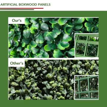Gilaree 12 PCS 20x20inch No Pungent Smell Artificial Boxwood Panels,Outdoor Topiary Hedge Plant,UV Protected Privacy Screen,Garden Fence Backyard Fake Grass Wall Decor Greenery Backdrop for Party