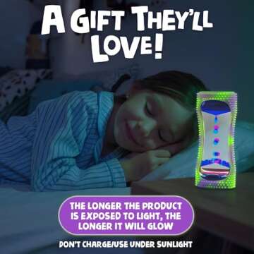 BUNMO Liquid Motion Bubbler Sensory Toy - Calming Fidget Toy for Kids & Adults, Textured Silicone Bubble Timer with Mesmerizing Liquid Flow Sensory Bottles - Small Glow