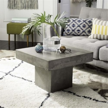 SAFAVIEH Outdoor Dark Grey Concrete Coffee Table Modern Durable