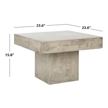 SAFAVIEH Outdoor Dark Grey Concrete Coffee Table Modern Durable