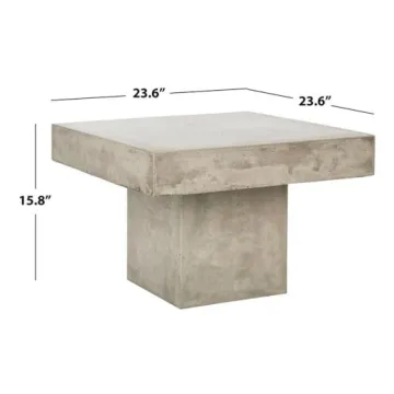 SAFAVIEH Outdoor Dark Grey Concrete Coffee Table Modern Durable