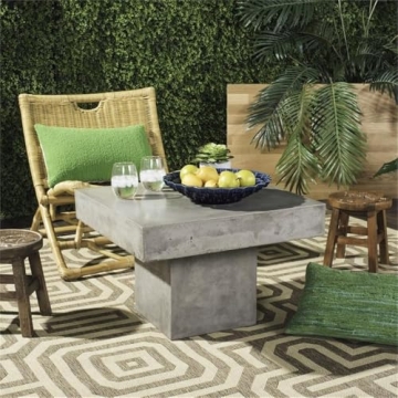 SAFAVIEH Outdoor Dark Grey Concrete Coffee Table Modern Durable