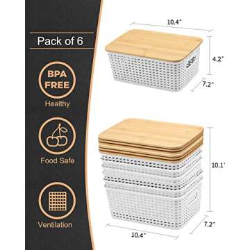 AREYZIN Stylish Storage Bins with Bamboo Lids