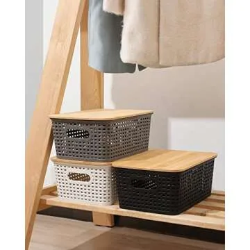 AREYZIN Stylish Storage Bins with Bamboo Lids