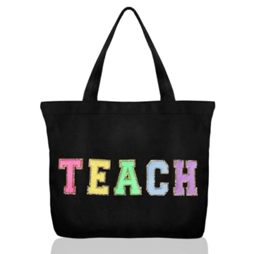 Stylish Teacher Tote Bag - Chenille Letter Patches