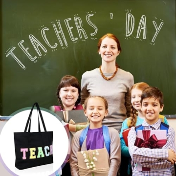 Stylish Teacher Tote Bag - Chenille Letter Patches