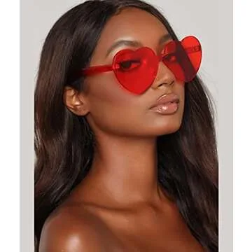 LIULIUBTY Heart Shaped Rimless Sunglasses, Bachelorette Party Cool Sunglasses 12 Pack, Colorful Plas...
