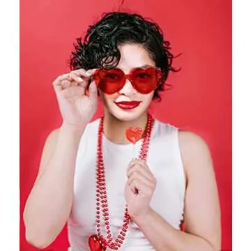 LIULIUBTY Heart Shaped Rimless Sunglasses, Bachelorette Party Cool Sunglasses 12 Pack, Colorful Plastic Funky Sunglasses Party Favors (Mixed Colors)