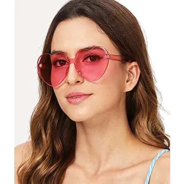 LIULIUBTY Heart Shaped Rimless Sunglasses, Bachelorette Party Cool Sunglasses 12 Pack, Colorful Plastic Funky Sunglasses Party Favors (Mixed Colors)