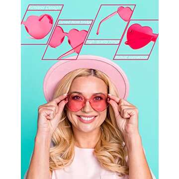 LIULIUBTY Heart Shaped Rimless Sunglasses, Bachelorette Party Cool Sunglasses 12 Pack, Colorful Plastic Funky Sunglasses Party Favors (Mixed Colors)