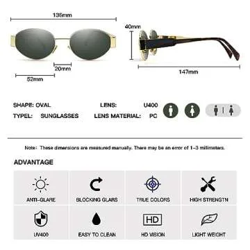 Stylish Oval Sunglasses with UV Protection for Women