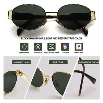 Stylish Oval Sunglasses with UV Protection for Women