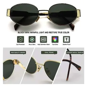 Stylish Oval Sunglasses with UV Protection for Women