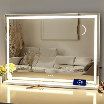 Gvnkvn 32" x 24" LED Makeup Vanity Mirror with 10X Magnification & USB Port