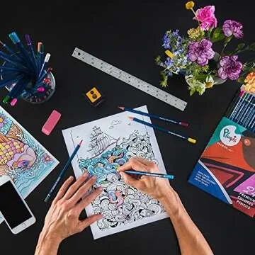 Pluqis Premium Art Quality 24 Colored Pencils, Pre-Sharpened, Artist Grade for College Students, Kids School Supplies and Adult Coloring Books