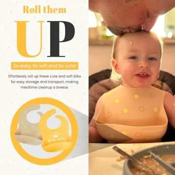 PARKER & ELOWYN Silicone bibs | Pack of 2 Silicone Bibs for Baby Boy or Girl | 100% Silicone Bibs for Babies 6-72 months - Baby Feeding Bibs