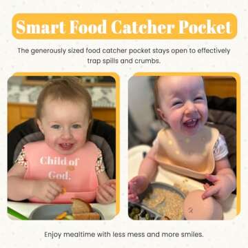 PARKER & ELOWYN Silicone bibs | Pack of 2 Silicone Bibs for Baby Boy or Girl | 100% Silicone Bibs for Babies 6-72 months - Baby Feeding Bibs