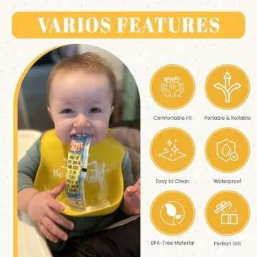 PARKER & ELOWYN Silicone bibs | Pack of 2 Silicone Bibs for Baby Boy or Girl | 100% Silicone Bibs for Babies 6-72 months - Baby Feeding Bibs