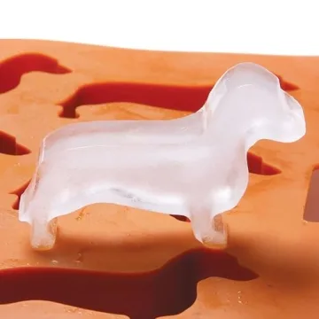 LYWUU Dachshund Dog Shaped Silicone Ice Cube Molds and Tray Brown