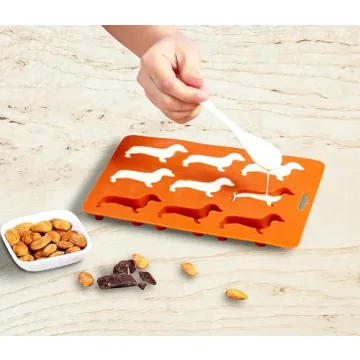 LYWUU Dachshund Dog Shaped Silicone Ice Cube Molds and Tray Brown