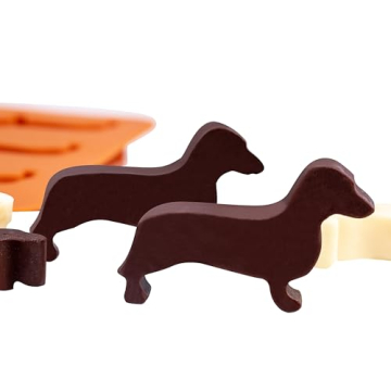 LYWUU Dachshund Dog Shaped Silicone Ice Cube Molds and Tray Brown