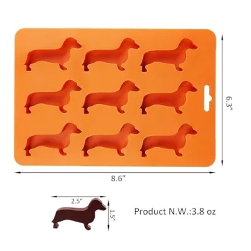 LYWUU Dachshund Dog Shaped Silicone Ice Cube Molds and Tray Brown