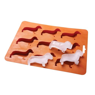 LYWUU Dachshund Dog Shaped Silicone Ice Cube Molds and Tray Brown