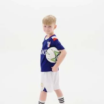Cnins France Youth Soccer Jerseys for Kids #10 Soccer Shirts for Boys French Football Jersey Kit for Girls(C-FRA,10Y)