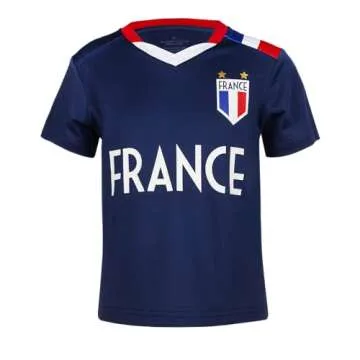 Cnins France Youth Soccer Jerseys for Kids #10 Soccer Shirts for Boys French Football Jersey Kit for Girls(C-FRA,10Y)