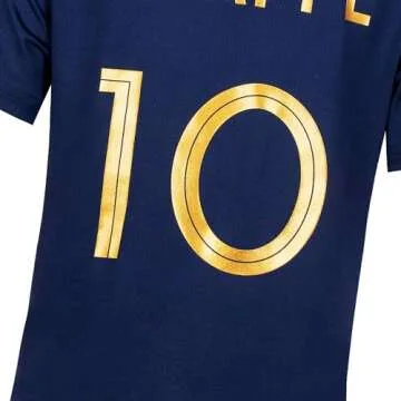 Cnins France Youth Soccer Jerseys for Kids #10 Soccer Shirts for Boys French Football Jersey Kit for Girls(C-FRA,10Y)