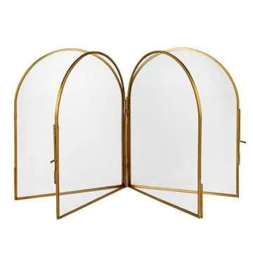 Elegant Brass and Glass Arched Photo Frame for Vintage Style